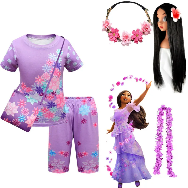 

2022 Girls T-Shirts + Leggings Encanto Clothing Sets Children Birthday Party Charm PJ Costume Kids Holiday Beach Shirts Shorts