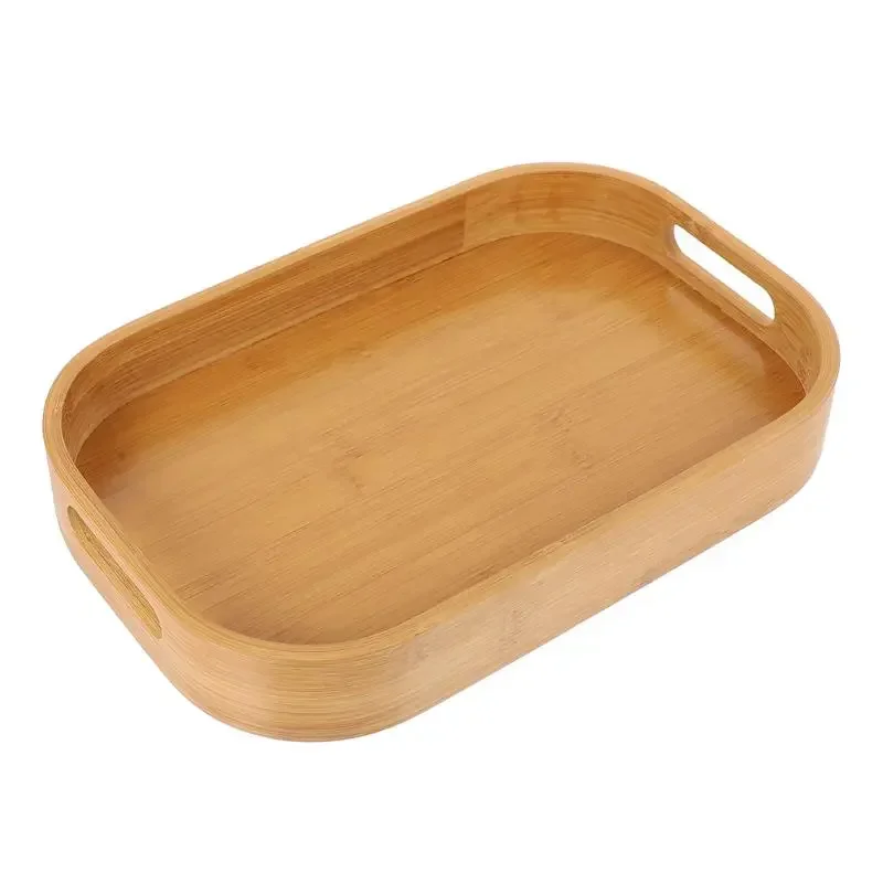 

Bamboo Wooden Coffee Tea Lunch Tray Bread Ottoman Breakfast Trays Table Baking Wood Rectangular Handles Food Serving Platter