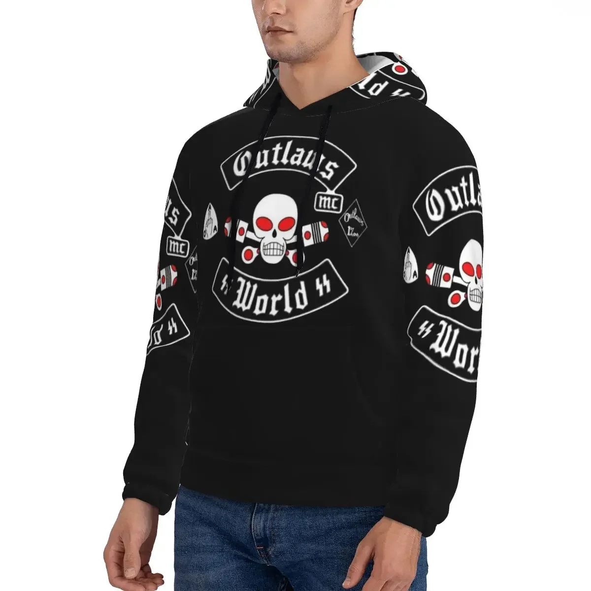 Фото Толстовка Outlaws Mc Support в стиле Харадзюку, пуловер, осенне-зимние мужские и женские толстовки, топы с длинными рукавами №4