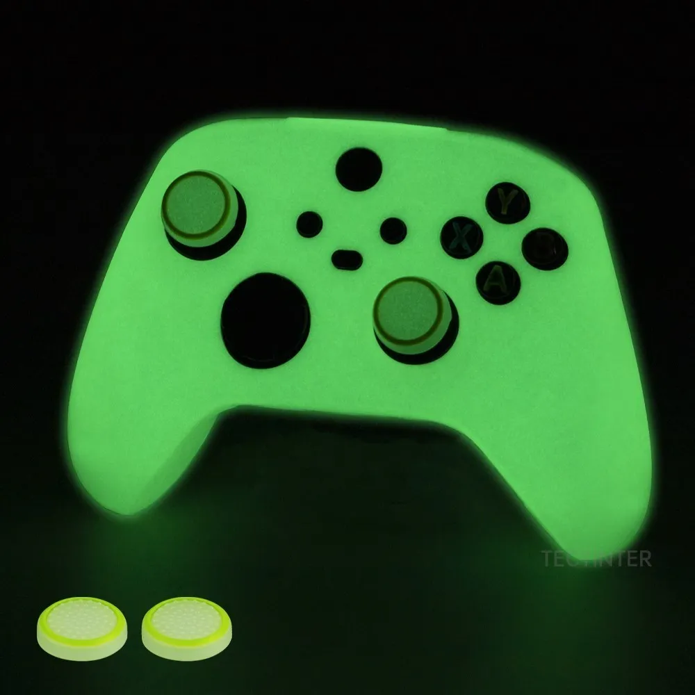 

For Xbox Series X/S Gamepad Silicone Luminous Green Glowing Cover Protective Case Shell for Xbox Series S Joystick Accessories