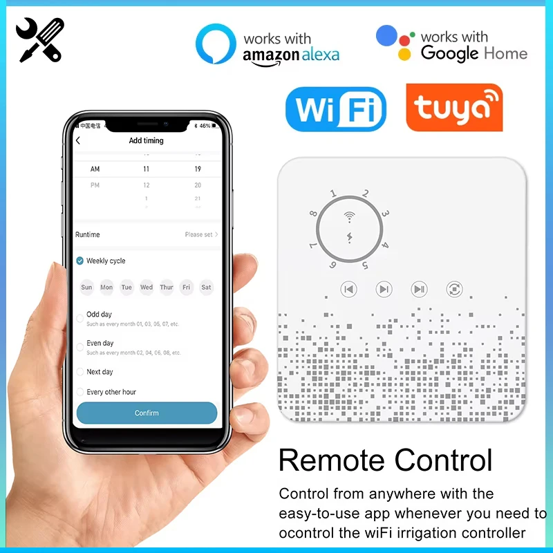 Умный таймер орошения Tuya Wi-Fi контроллер 8 зон совместим с Alexa Google Home