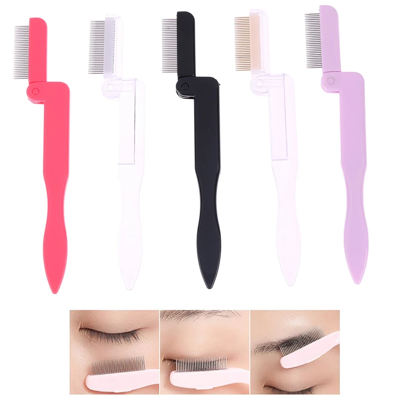 

Eyelash Comb Black Foldable Eyelashes Extension Eyebrow Metal Dual Comb Brush Eye Lashes Beauty Cosmetic Tools