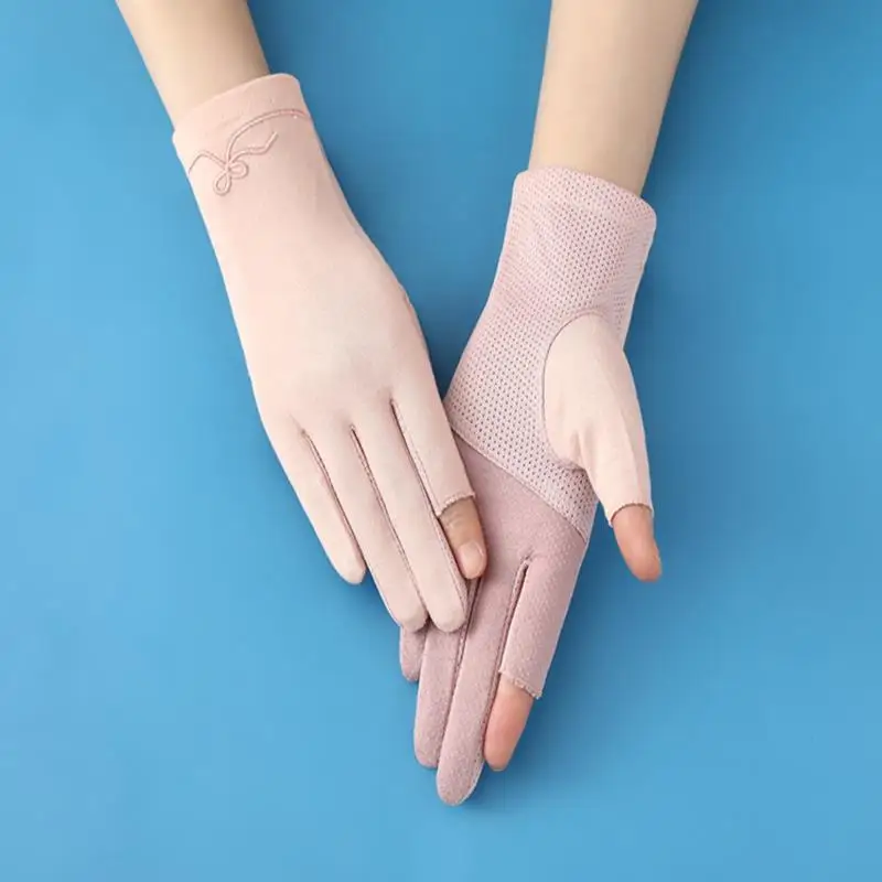 

Новые женские солнцезащитные перчатки для вождения Нескользящие хлопковые тонкие с защитой от УФ-излучения эластичные летние модные дышащ...