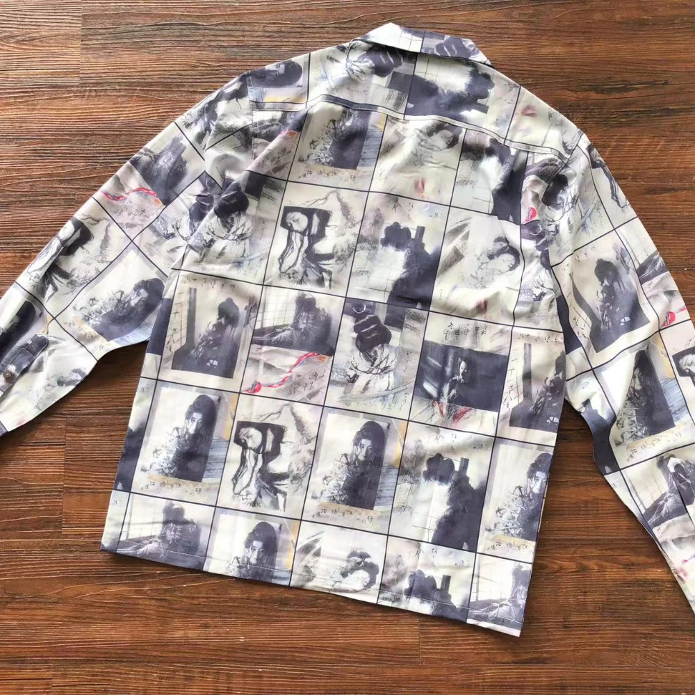 

Summer new Shirts Men Women Graffiti Printing Hawaiian Fashion Oversize High Quality New Wacko Long Sleeve