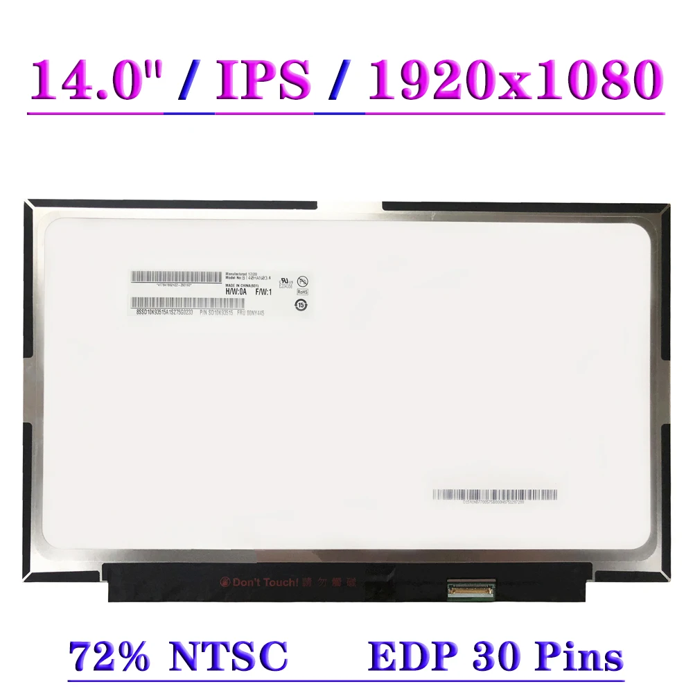 

B140HAN03.6 подходит для B140HAN03.7 B140HAN03.8 B140HAN05.9 IPS 72% NTSC ЖК-экран для ноутбука 14,0 "FHD 30 контактов панель дисплея