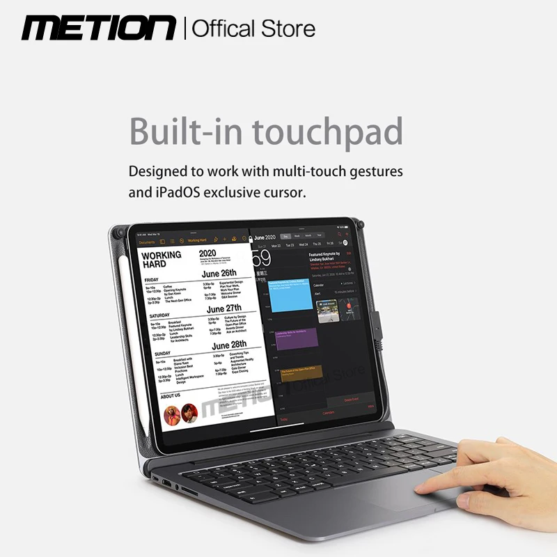 DOQO 2018/2020/2021 iPad Pro 12 9 &quotАлюминиевый Чехол для клавиатуры трекпад с док-станцией 8 в 1