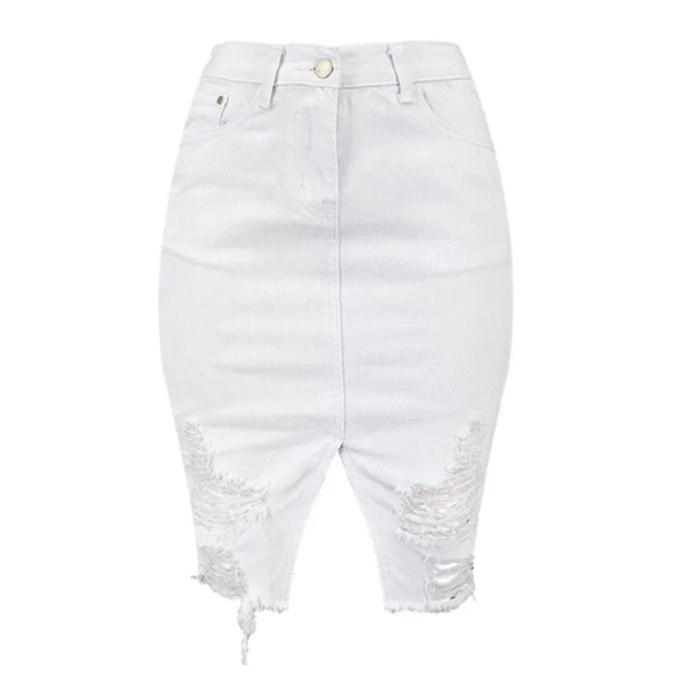 

Женская джинсовая юбка-карандаш средней длины, с завышенной талией