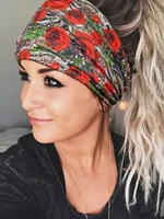 new boho flower print wide headbands rose leopard elastic sports turban headwrap for women girls soft bandana hair accessories