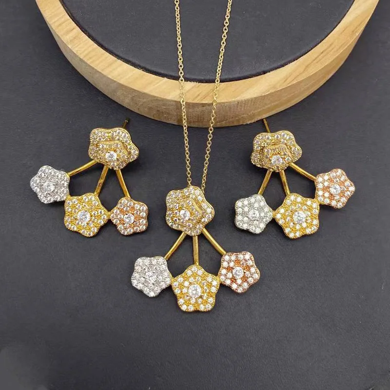 Vanifin ожерелье с серьгами изысканный цветок в форме сердца микродержатель для