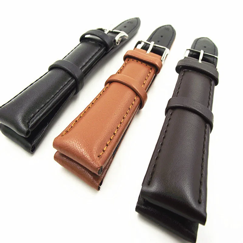 Wholesale High Quality 50PCS/Lot 20MM Genuine Leather Watch Band Watch Strap Watch Parts-Black ,Brown,Coffee Color-0201108