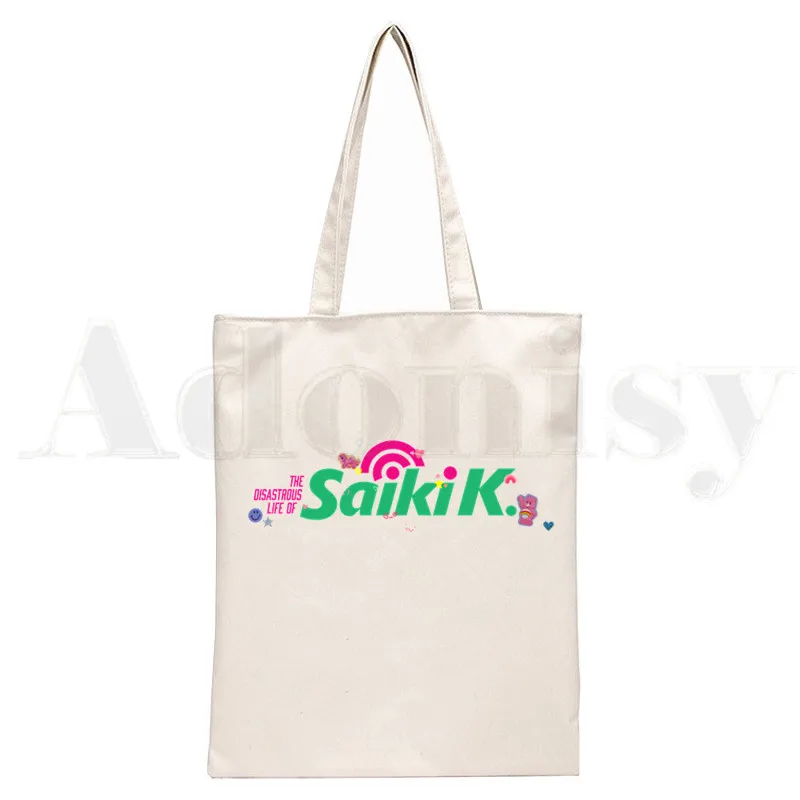 Saiki's The Disastrous Life Of Saiki K Handbags Cloth Canvas Tote Bag Shopping Travel Women Reusable Shoulder Shopper Bag Bolsas