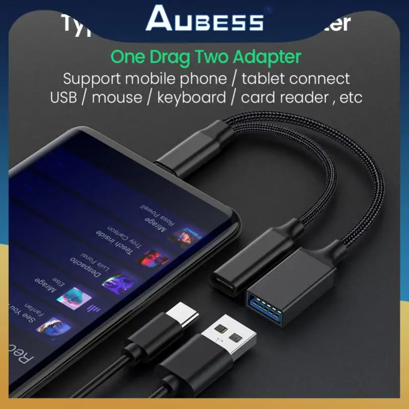 

Portable Usb C Otg Cable Type C To Usb A Aluminum Alloy Usb Splitter Adapter Otg Data Cable Converter 2in1 Connector