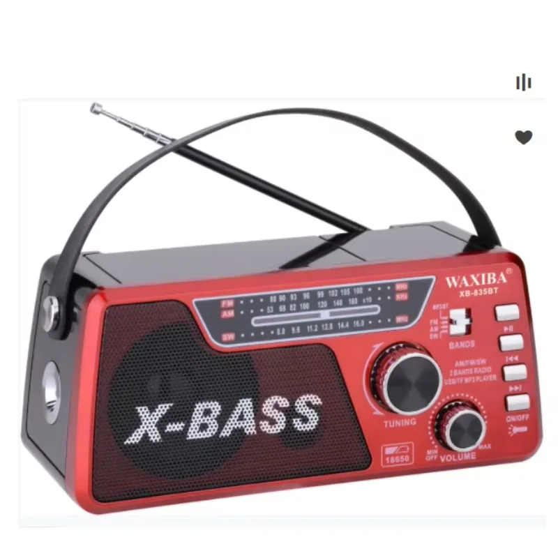 Фото Фонарь-лампа Xb-835Bt Waxiba, недорогой, со съемным литий-ионным аккумулятором, USB, TF, FM, SW, MW радио, с поддержкой USB и TF. №2
