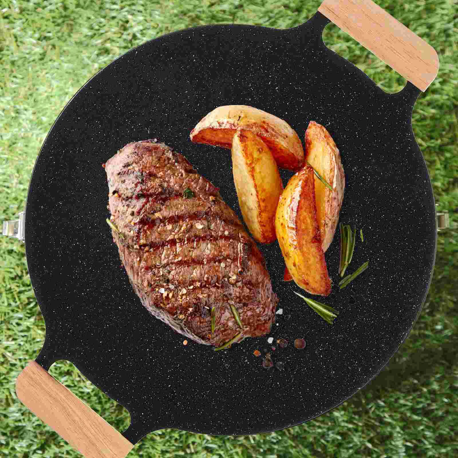 

Portable Grill Pan Grill Tray with Handle Non-stick Barbecue Pan for Home Camping