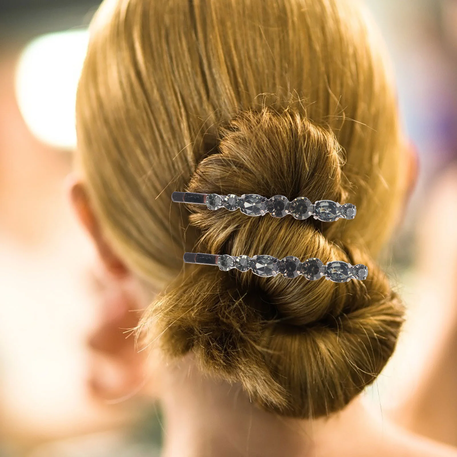 

2 Pcs Rhinestone Jewelry Women Barrettes Clip Hair Pins Temperament Alloy Clips Girls Miss