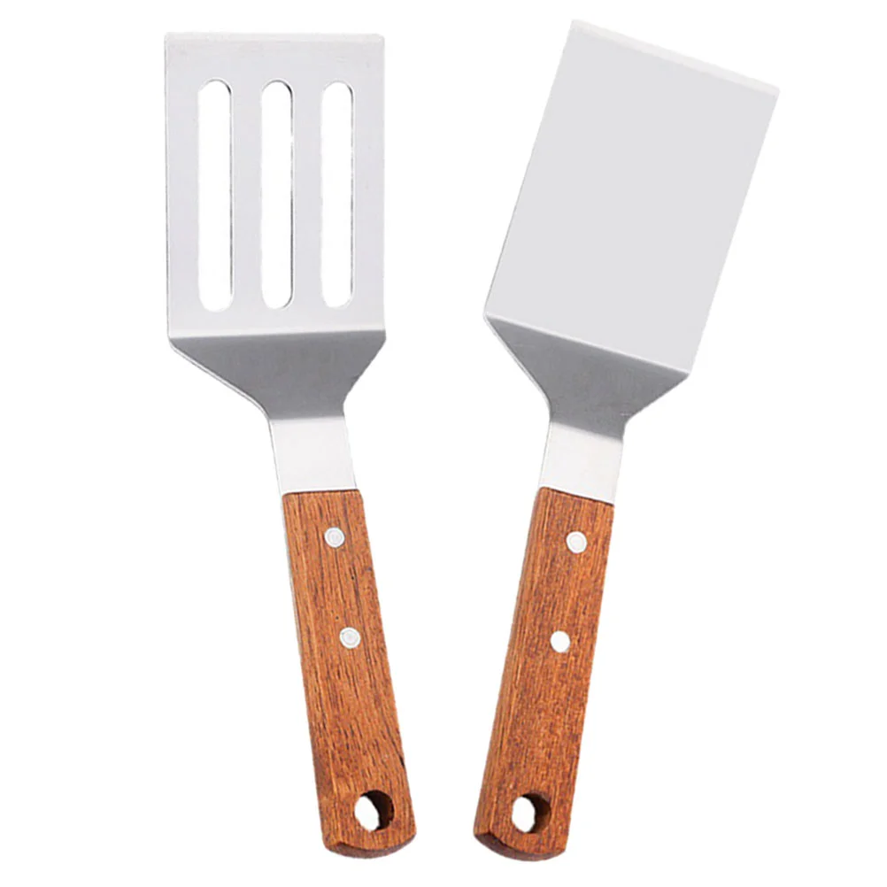 

2Pcs Stainless Turning Pizza Peel Scraper Frying Steak Frying for Cooking Kitchen