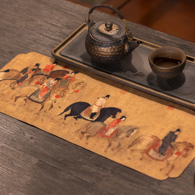 

Японский традиционный чайный столик дзен чайная башня маленький размер 50 х2 0 см Водонепроницаемая льняная скатерть для обеденного/журнального столика