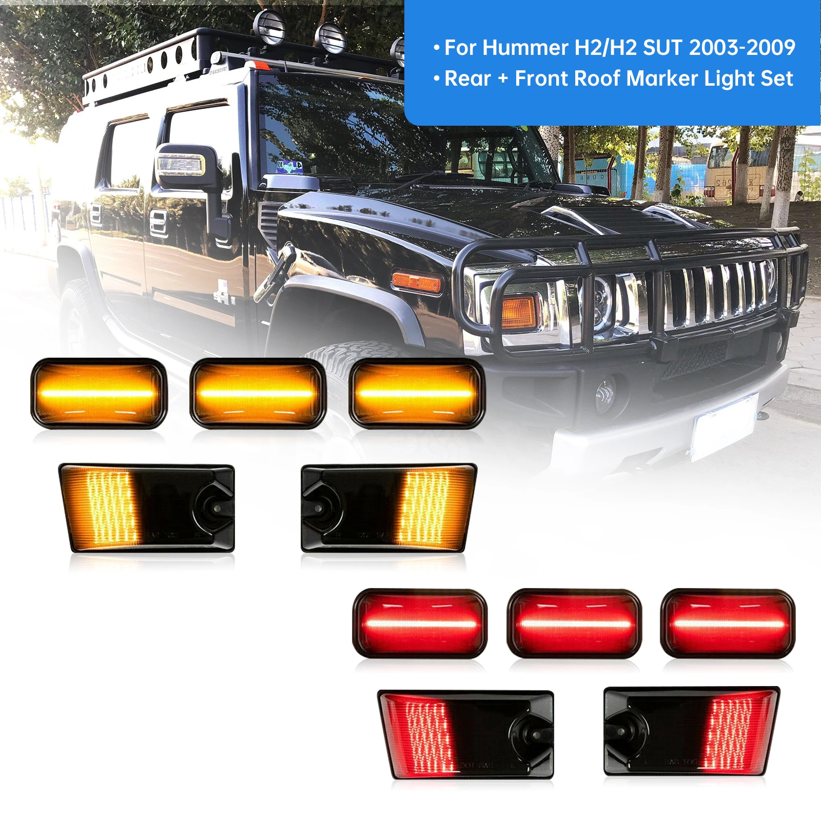 

10x дым для Hummer H2/H2 SUT 2003-2009, светильник фонарь на крышу кабины, габаритный фонарь на крышу