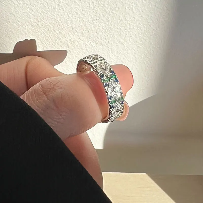 Silvology Real 925 Sterling Silver Angel Eye Rings for Women Inlay Zircon Geometry Fashion Creative Ring Minimalist Jewelry Gift