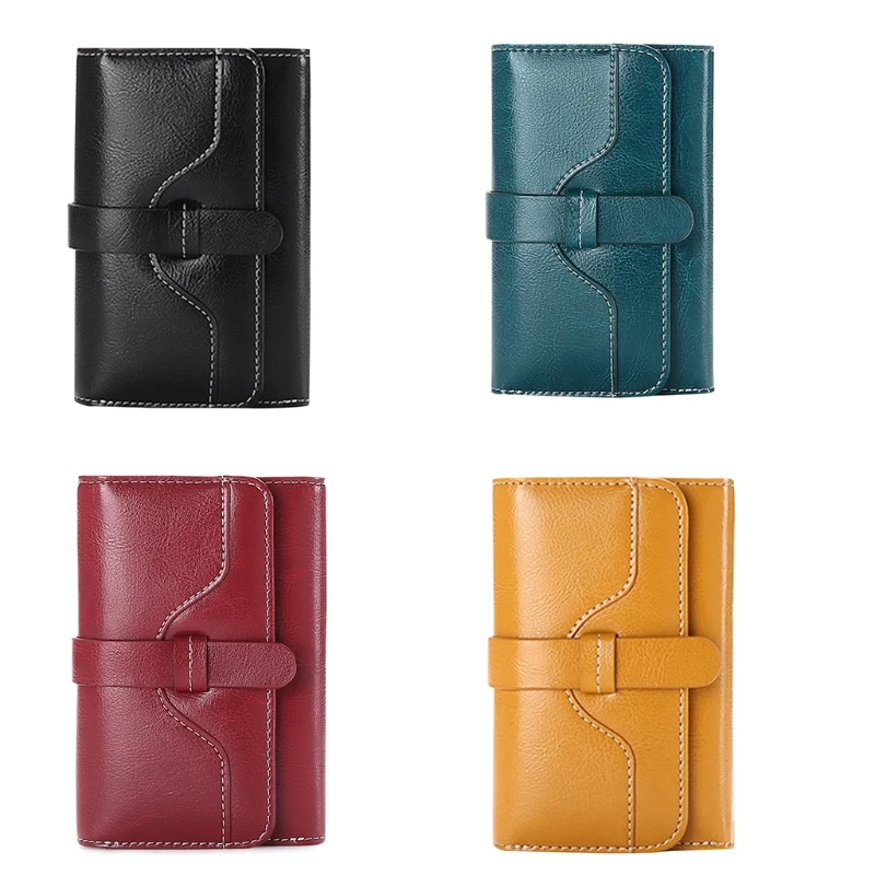 

Women's Retro Leather Wallet Female Short Credit Card Holder Coin Purse Trifold Wallets for Girls Ladies Hasp Mony Bag
