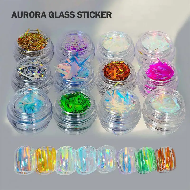 

Holographic Glass Cellophane Irregular Glitter Flake Sparkly Nail Art Aurora Fragments DIY Gel Polish Nail Decoration Manicure
