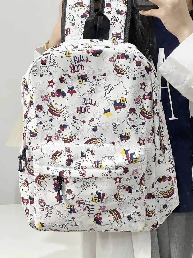 

Школьный ранец Kawaii Hello Kitty Sanrio Y2k, легкий вместительный холщовый рюкзак для девушек с мультяшным рисунком из аниме