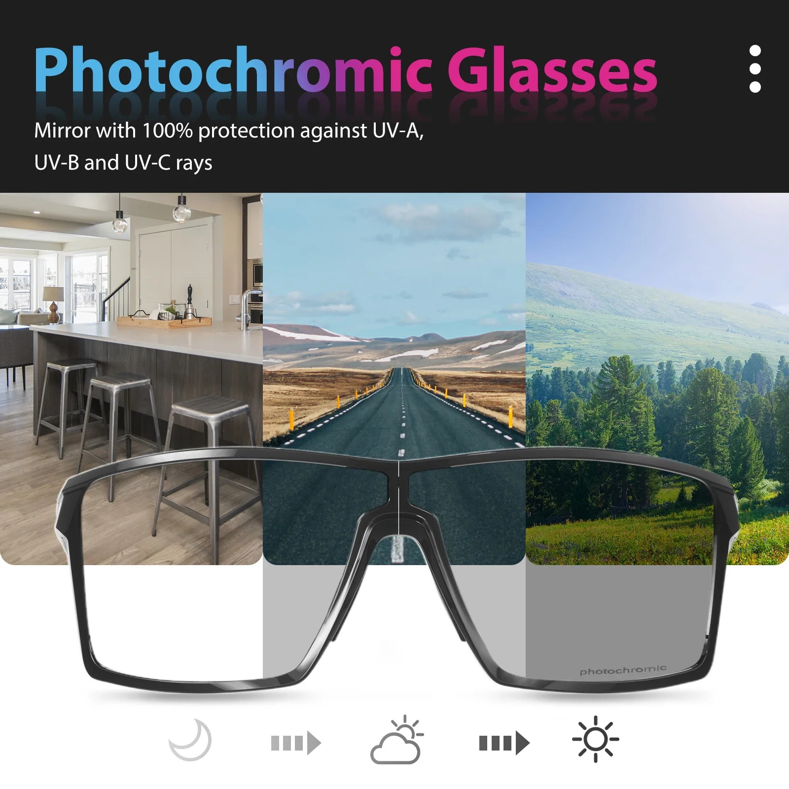 Kapvoe Складные Фотохромные Солнцезащитные Очки UV400 Для Велоспорта Мужчин И Женщин