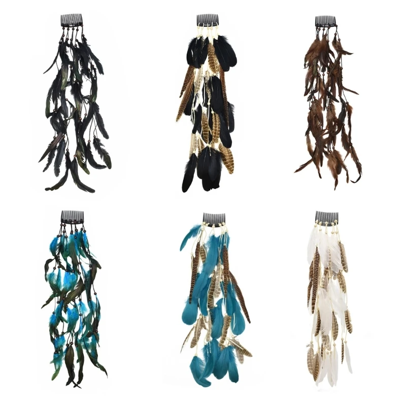

Festival Women Hippie Adjustable Headdress Boho Feather Tassel Hair Band A5KE