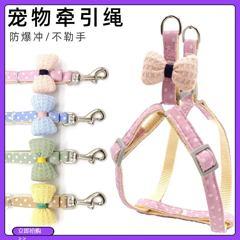 

Bowknot Set Pet Chest Strap Dog Traction Rope