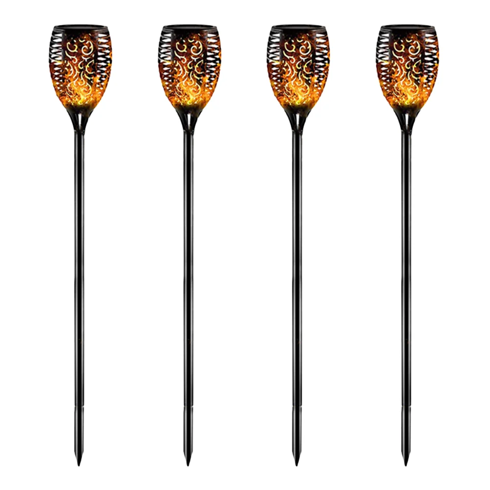 

4pcs 12LED Solar Garden Light Auto On Off Energy Saving With Stake Outdoor Waterproof Flickering Simulated Flame Birthday