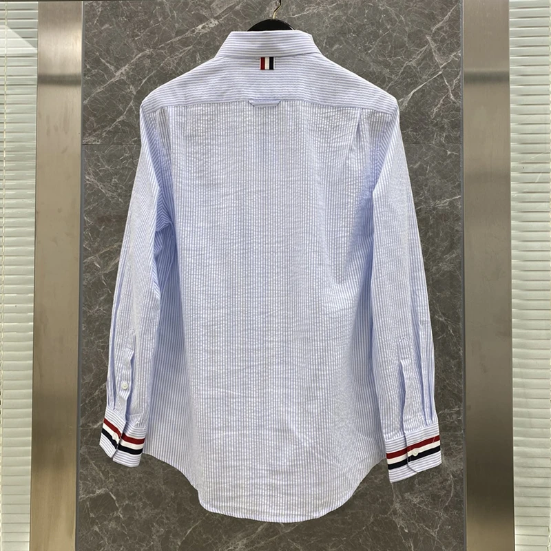 TBBrand New Shirt Man Turn Down Collar Oxford Striped Design Fashion Fit Full Sleeve Casual Shirt Business Men's Shirt Work Suit