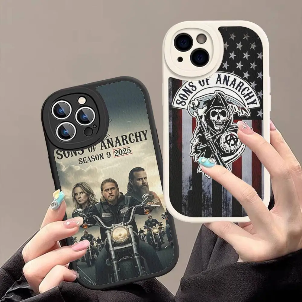 Фото Кожаный чехол для телефона с дизайном по мотивам сериала «Sons of Anarchy» для iPhone 16, 16e, 15, 14, 13, 12, 11 Pro Max, Plus, Mini №4