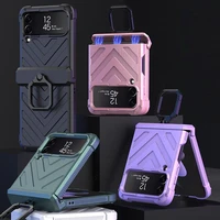 shockproof hinge case for samsung z flip4 5g heavy duty protective cover for galaxy z flip 4 sm f721b 5g ring holder phone cover