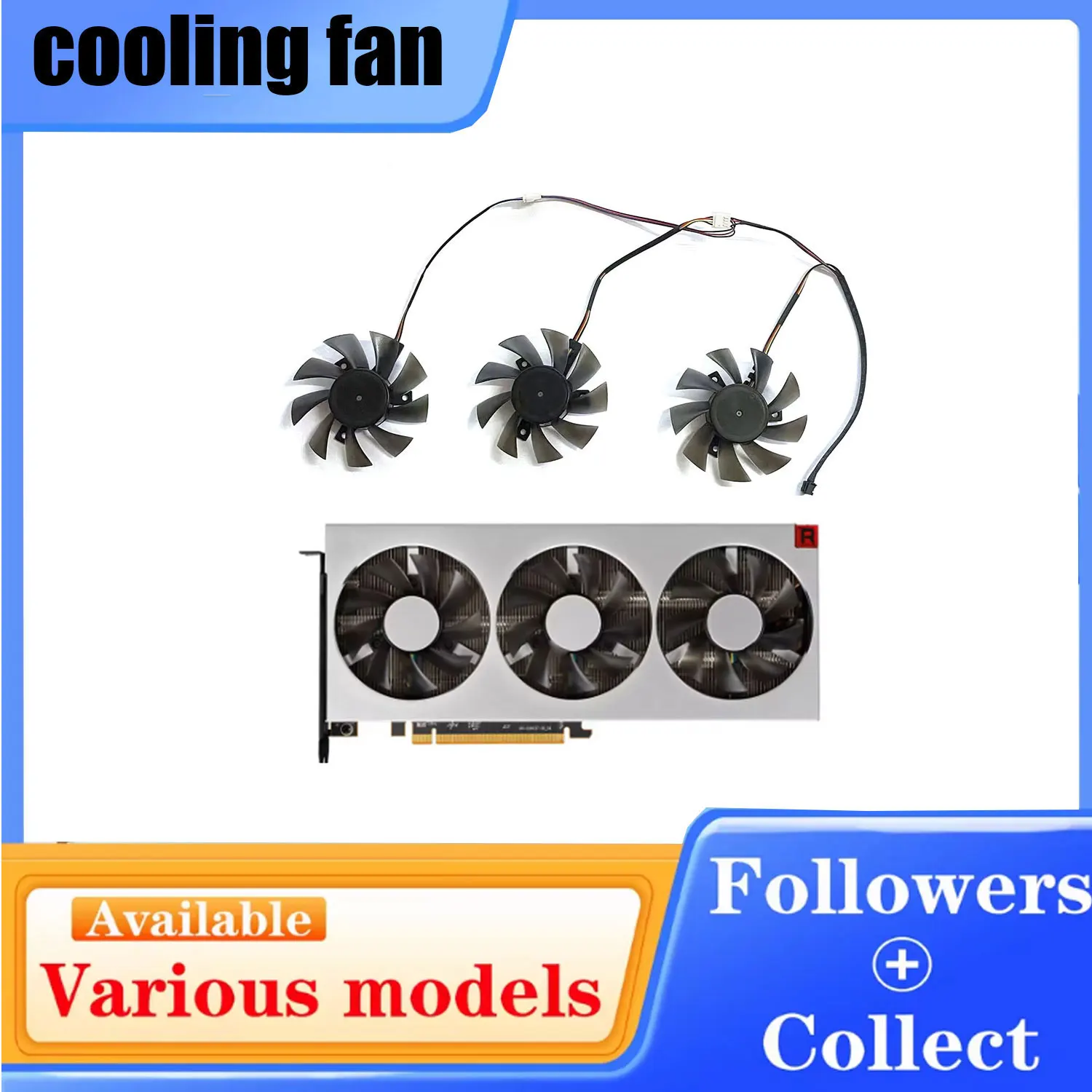 Фото DIY 75MM FD8015H12S FD7010H12S 12V 0.32A замена для вентилятора охлаждения видеокарты AMD XFX RX Radeon VII. №1