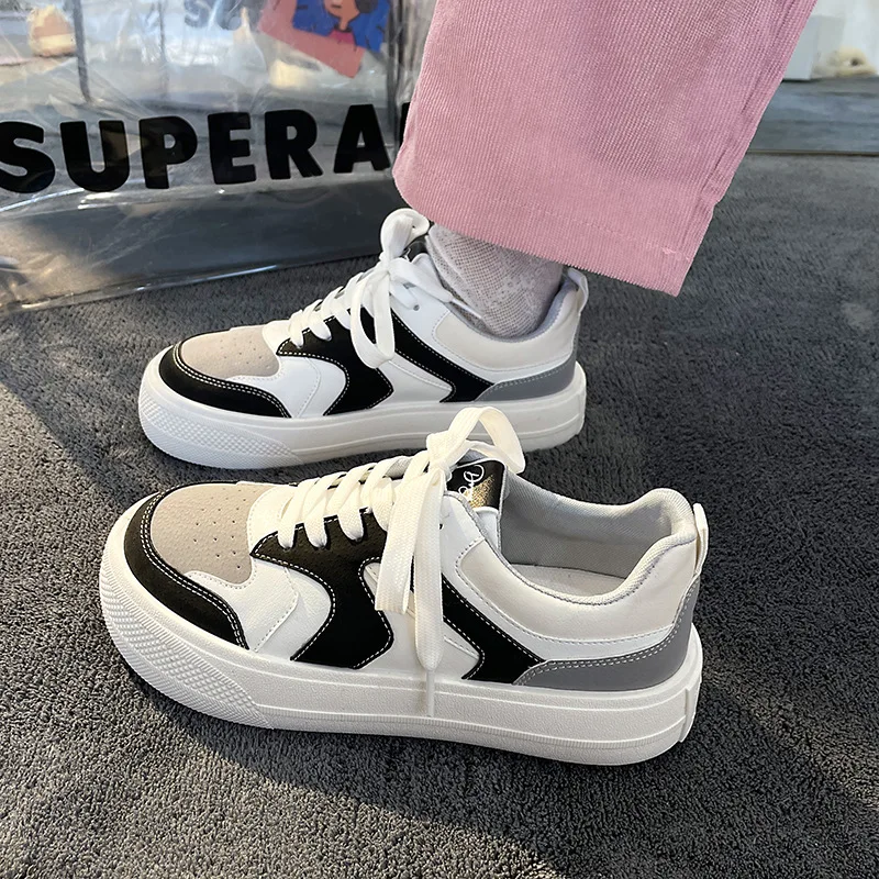 

Женские разноцветные туфли на шнуровке, универсальные туфли с круглым носком и плоской подошвой, для осени и зимы, 2023