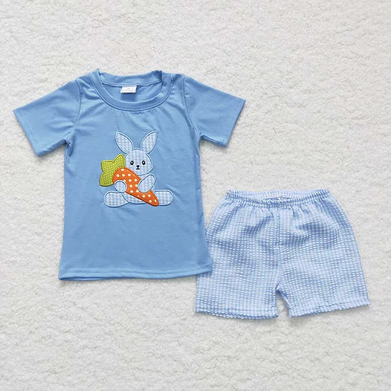 Carrot Outfit Baby Boy Short Sleeves Blue Shorts Toddler Cot