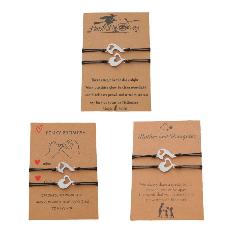 

2 PCS Hand Rope for Sisters Friends Chain Bangle Adjustable Cord Stainless Steel 16FF