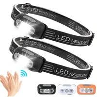 led waving hands sensor headlights usb recharging torch adjustable headlamp portable camping headlamp night running headlight