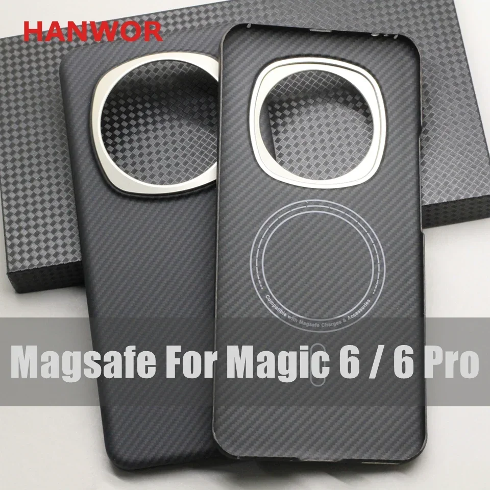 Чехол из углеродного волокна HANWOR 600D с металлическим кольцом для объектива Honor Magic