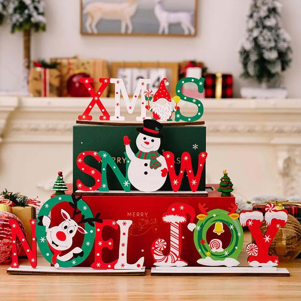 

Деревянные рождественские украшения, рождественские украшения для стола в виде снега, рождественских букв, украшения для рождественской в...