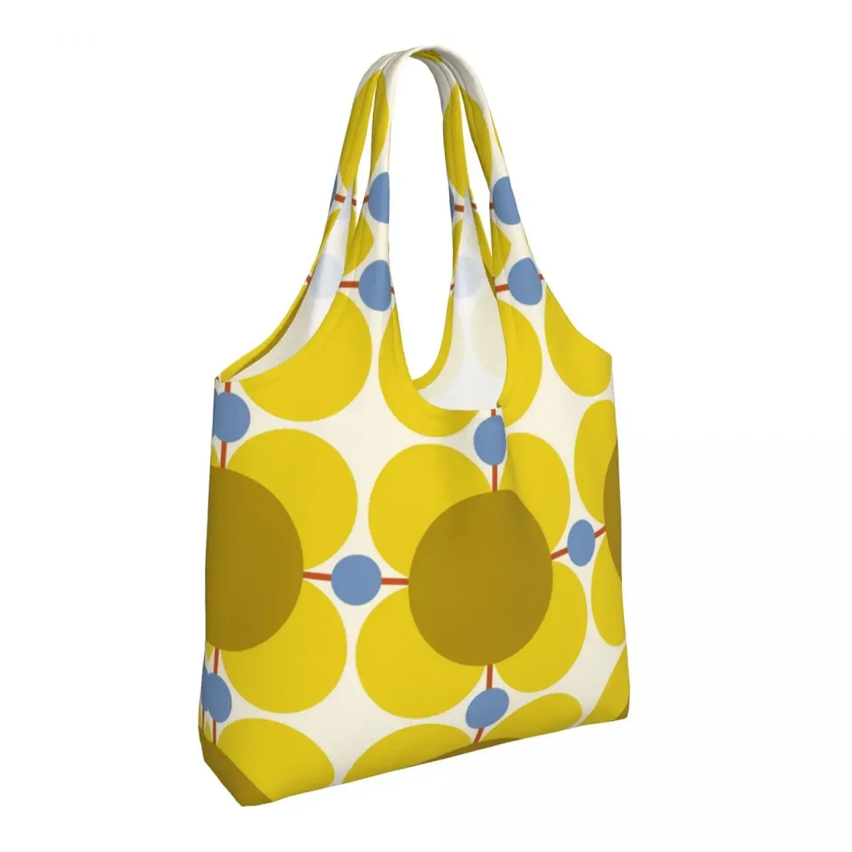 Изготовленная на заказ атомная цветочная желтая сумка для покупок Orla Kiely