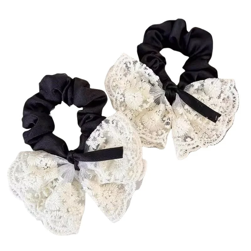 Нежная темпераментная веревка для волос с кружевным бантом корейская модная