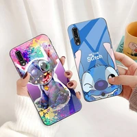 cute cartoon stitch phone case tempered glass for huawei p30 p20 p10 lite honor 7a 8x 9 10 mate 20 pro