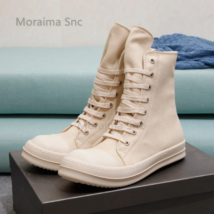 High Top Canvas Shoes for Women Casual Sneakers Shoes Men Thick Sole Lace Up Couple Sports Ankle Boots Spring Autumn Single Shoe