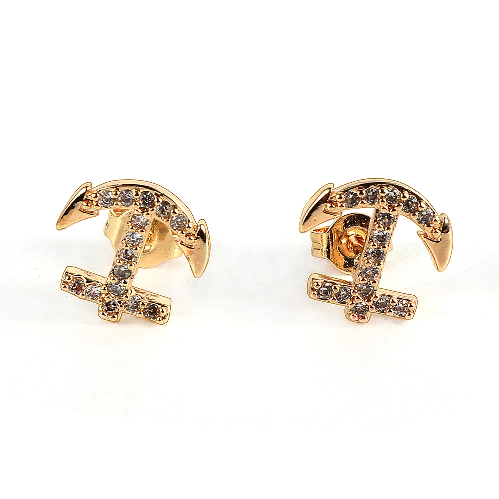 

Nabest Simple Elegant Ship's Anchor Cubic Zircon Stud 18k Gold Plated Earrings Fashion Jewelry for Women