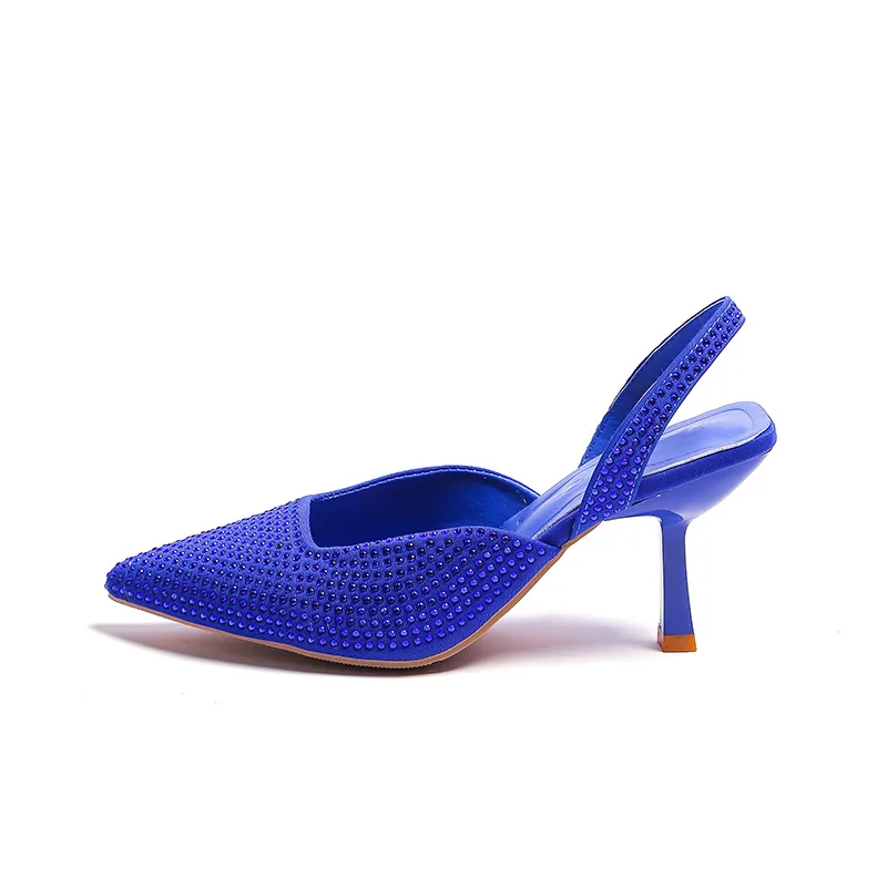 2022 Summer New Women's Shoes Luxury Black Fashion Metal High Heels Sandals Pointed Toe Elegant Sexy Pumps Plus Size 41