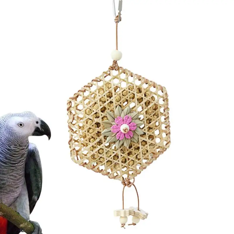 

Parrot Toy Birds Chew Toys Woven Cage Accessories Hangable Foraging Toy For Parrots Cockatiels Parakeets Budgies Conures