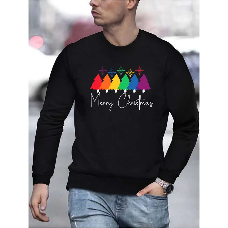 

Мужская Повседневная рубашка с длинным рукавом и принтом радужной рождественской елки Badassdude