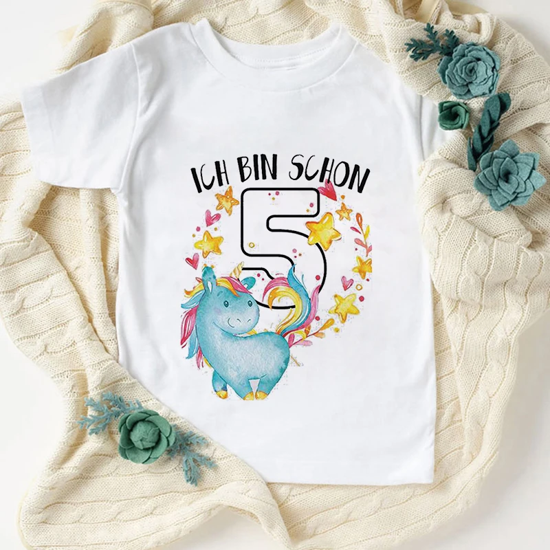 Number 2 - 9 Cartoon T-Shirts Kid Happy Birthday Boys Funny Fashion Girls T-shirt Harajuku Kids Tops Clothes Gift