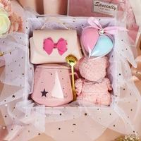 pink blue candy bag cup towel bridesmaid baby girlfriend birthday graduation wedding gift set box